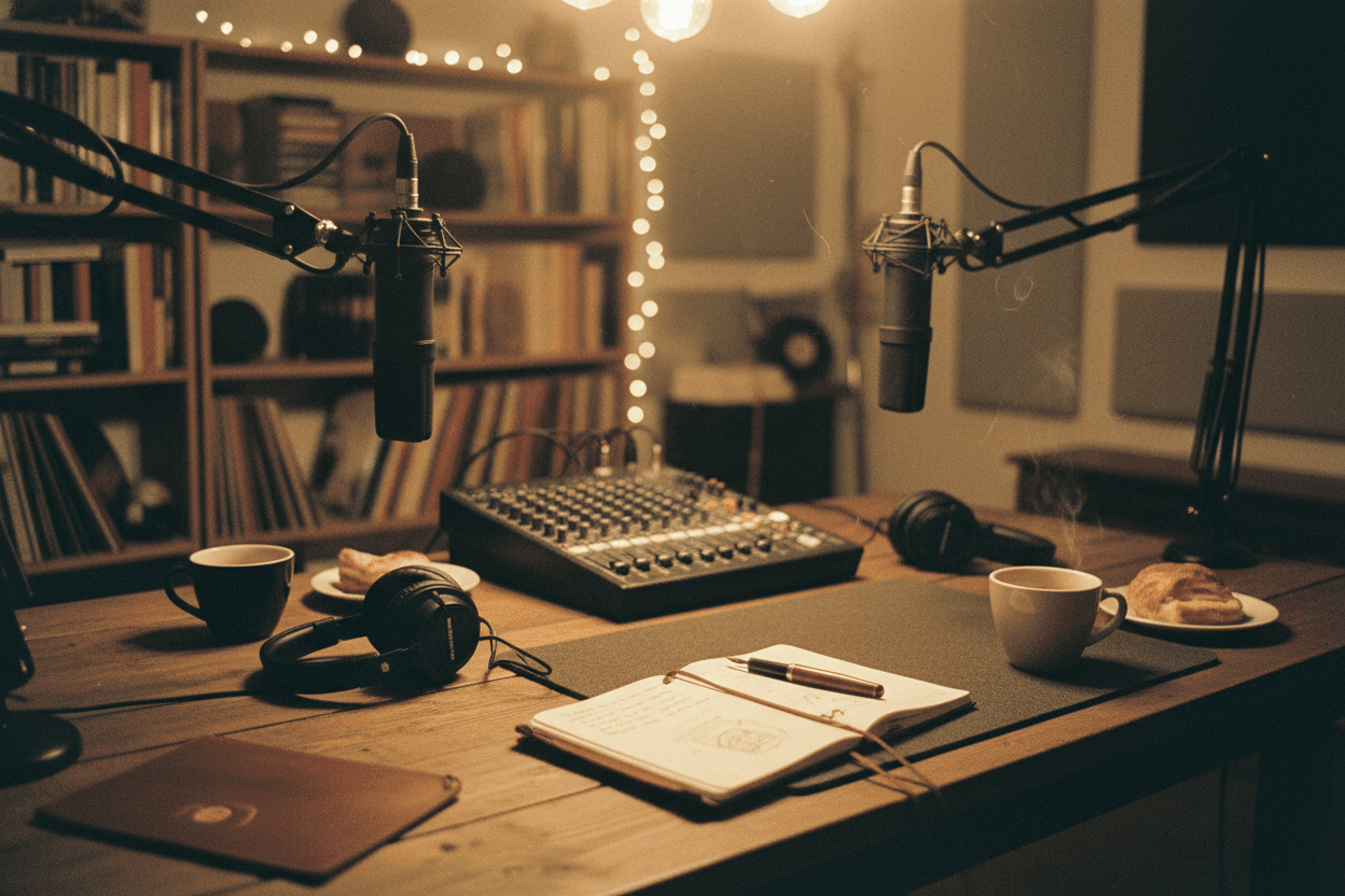 Pancho preparando el estudio